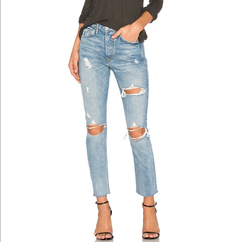 GRLFRND Karolina high waist distressed jeans 27P
